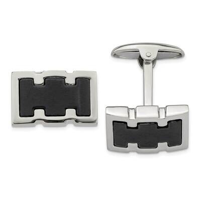 Polished Black Ip Plated Cufflinks Stainless Steel Brushed SRC334, MPN: SRC334, 886774622132