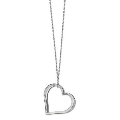 Preciosa Crystal Heart 18 Inch 2 Inch Extender Necklace Stainless Steel Polished SRN2746-18 by Chis…
