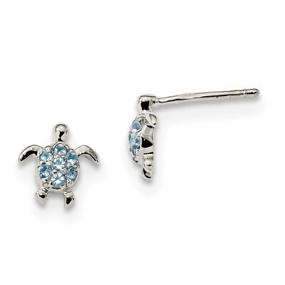 CZ Diamond Turtle Post Earrings Sterling Silver QE13836, MPN: QE13836, 883957838328
