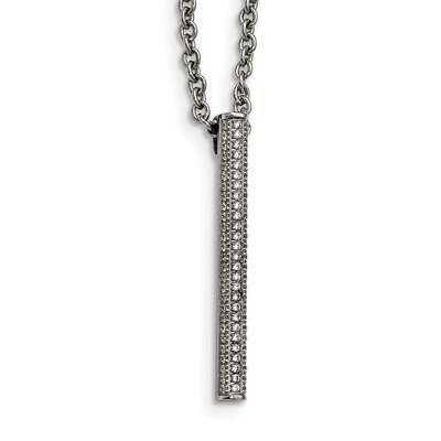 Polished CZ Bar Necklace Stainless Steel SRN2153-22