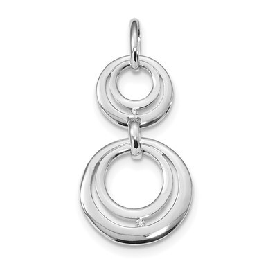 CZ Diamond Dangle Circle Pendant Sterling Silver Rhodium-plated QP4803, MPN: QP4803,