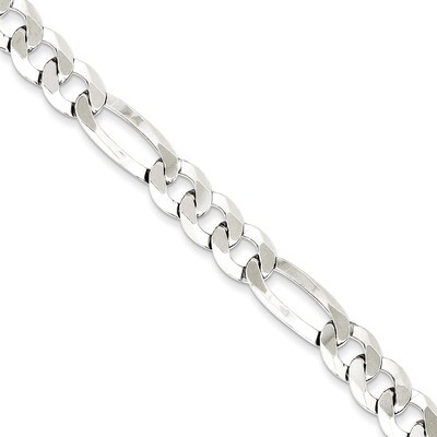 24 Inch 8.5mm Polished Flat Figaro Chain Sterling Silver QMB220-24, MPN: QMB220-24, 886774415864