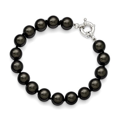 10-11Mm Black Shell Bead Hand Knotted Bracelet Sterling Silver QMJB10B-7.5, MPN: QMJB10B-7.5, 88677…