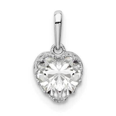 White Gold Polished Heart CZ Diamond Pendant 10k Gold 10YC413W, MPN: 10YC413W, 883957874173