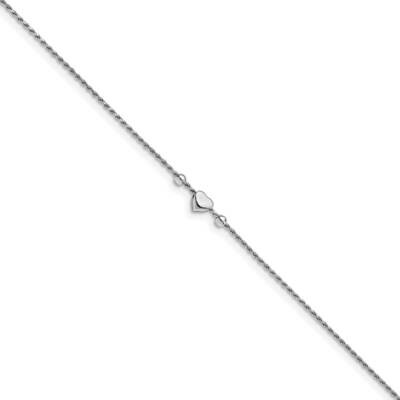 Leslie&#39;s ium-plat Polished Heart 1in Extender Anklet Sterling Silver Rhodium-plated HB-QLF1188-9, M…