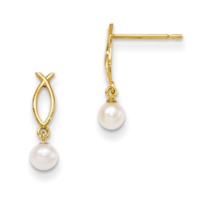 Cultured Pearl Children&#39;S Post Earrings 14k Gold GK701, MPN: GK701, 191101903427