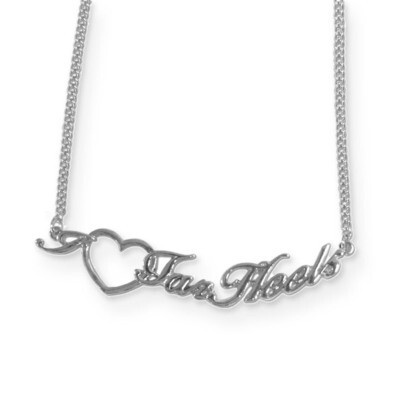 North Carolina 18 Inch Heart Script Necklace Collegiate GC4212