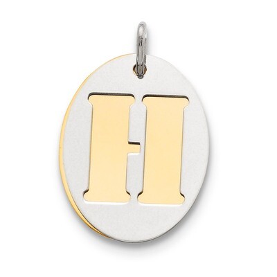Initial H Double Plate Oval Charm Sterling Silver QC7911H, MPN: QC7911H,