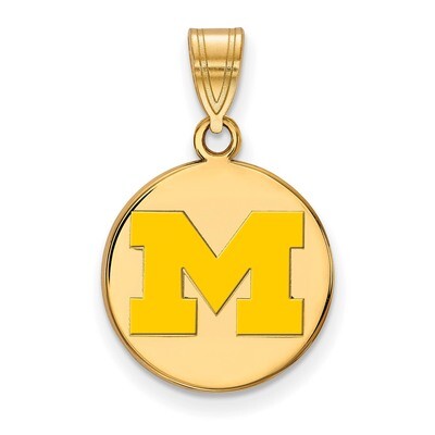 Michigan University of Medium Enamel Disc Pendant Gold-plated Sterling Silver GP037UM, MPN: GP037UM…