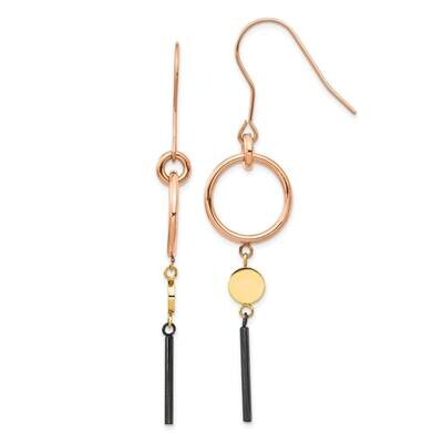 Black, Rose &amp; Yellow Ip-Plated Dangle Earrings Stainless Steel Polished SRE1370, MPN: SRE1370, 1911…