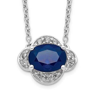 Diamond and Oval Sapphire 18 Inch Necklace 14k White Gold PM4027-SA-013-WA-18, MPN: PM4027-SA-013-W…
