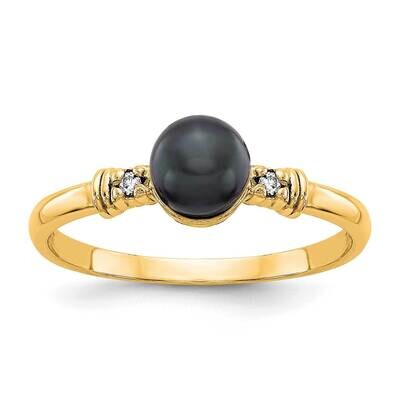 5mm Black Fw Cultured Pearl Aa Diamond Ring 14k Gold Y1859BP/AA, MPN: Y1859BP_AA, 883957056418