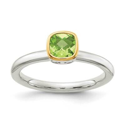 Peridot Ring Sterling Silver with 14k Gold Accent QTC1743, MPN: QTC1743, 883957623306