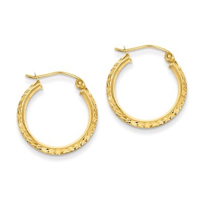 Knife Edge Diamond-cut 2.5x20mm Hollow Hoop Earrings 14k Gold TC818, MPN: TC818, 886774731469