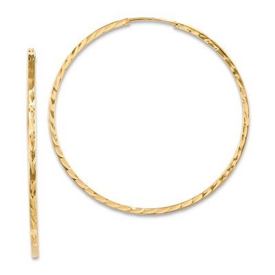 Square Tube Endless Hoop Earrings 14k Gold Diamond-cut TF999, MPN: TF999, 191101057441