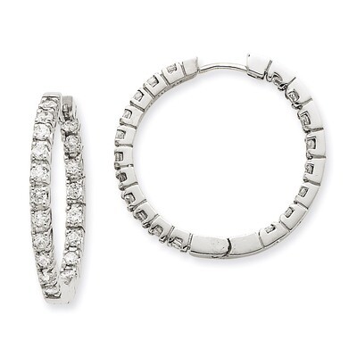 Diamond Hinged Hoop Earrings 14k White Gold XE867WA, MPN: XE867WA, 883957106267