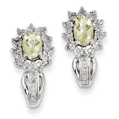 Sterling Silver Diamond Lemon Quartz Earrings QE10149LQ