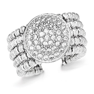 Rhodium-plated 5-strand Beaded Swarovski Crystal Ring Sterling Silver QR6163-6