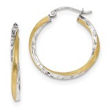 Diamond -cut 2.5mm Twisted Hoop Earrings 10k Gold with Rhodium 10TC387, MPN: 10TC387, 191101344091