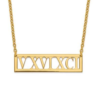 Roman Numeral Bar Necklace Gold Plated Sterling Silver XNA729GP, MPN: XNA729GP, 191101220562