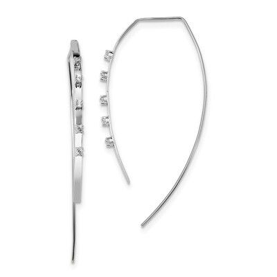 CZ Diamond Threader Earrings Sterling Silver Rhodium-plated Polished QE13594, MPN: QE13594, 1911012…