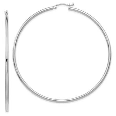 2.5mm Tube Hoop Earrings 14k White Gold Polished T841, MPN: T841, 883957286648