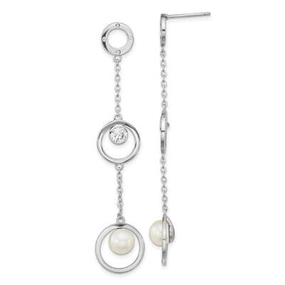 CZ Diamond 6-7mm White Button Fwc Pearl Earrings Sterling Silver Rhodium-Plated QE16359, MPN: QE163…