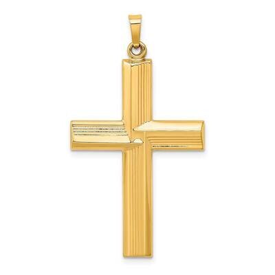 Stripe Design Latin Cross 14k Hollow Polished XR1822, MPN: XR1822, 883957923888