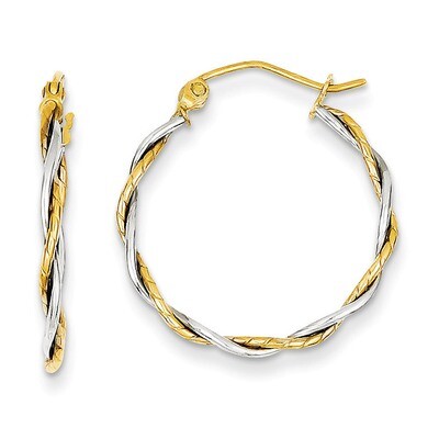 Polished 1.8mm Twisted Hoop Earrings 14k Two-Tone Gold TC152, MPN: TC152, 883957288659