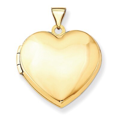 21mm Heart Domed Plain Locket 14k Yellow Gold XL516, MPN: XL516, 886774128993