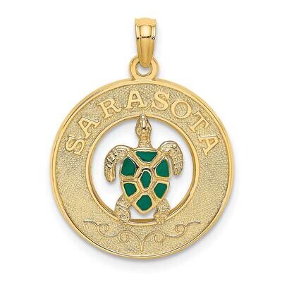 Sarasota On Round Frame with Enamel Turtle Charm 14k Gold K6999, MPN: K6999, 637218136322