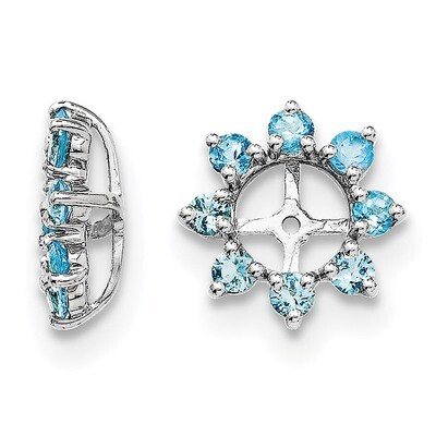 Swiss Blue Topaz Earring Jacket Sterling Silver Rhodium QJ116DEC, MPN: QJ116DEC, 191101385704