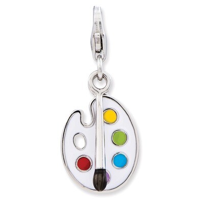 3-D Palette and Brush Charm Sterling Silver Enameled QCC796 by Amore La Vita, MPN: QCC796, 88677423…