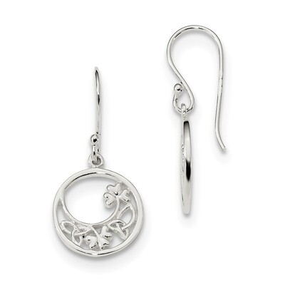 Circle Clover &amp; Celtic Knot Dangle Earrings Sterling Silver QE13567, MPN: QE13567, 191101232459