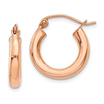 Polished Light Weight Small Tube Hoop Earrings 14k Rose Gold TF818, MPN: TF818, 191101367113