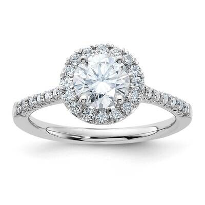 1 1/2ct. D E F Pure Light Round Halo Moissanite Engagement Ring 14k White Gold SM12428EMP, MPN: SM1…