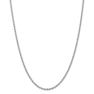 2.75mm Regular Rope Chain 26 Inch 14k White Gold W021S-26, MPN: W021S-26, 883957165585