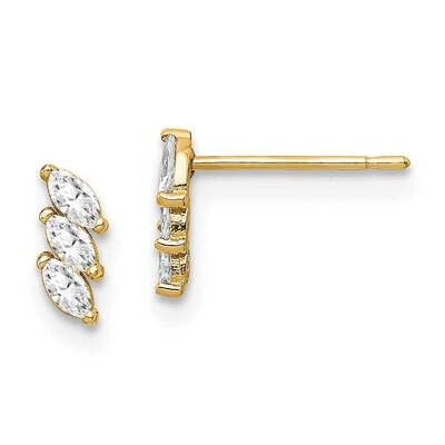 Fancy Post Earrings 14k Gold CZ Diamond SE2920 by Madi K, MPN: SE2920, 191101902147