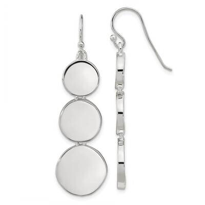 Tapered Disc Dangle Earrings Sterling Silver Polished QE16097, MPN: QE16097, 196904169544