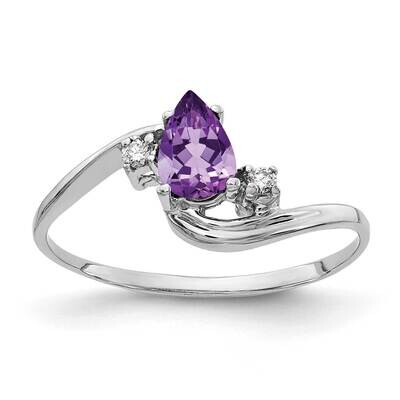 6x4mm Pear Amethyst Checker Aa Diamond Ring 14k White Gold Y2039AC/AA, MPN: Y2039AM_AA, 883957687285