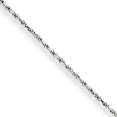 1.2mm Machine Made Diamond Cut Rope Chain 18 Inch 10k White Gold 10W010-18, MPN: 10W010-18, 8867744…