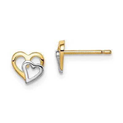 Cut-out Hearts Post Earrings 14k Gold &amp; White Rhodium GK986 by Madi K, MPN: GK986, 191101902888