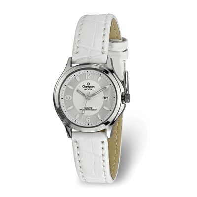 Champion Social Silver-tone White Leather Strap Watch  XWA5636, MPN: XWA5636, 191101880568