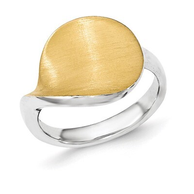 Gold-plated Polished &amp; Satin Ring Sterling Silver QR6136-6