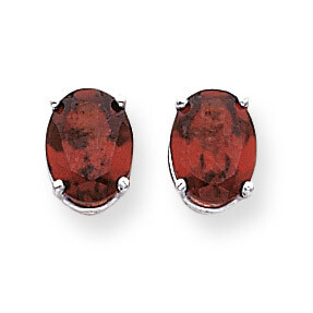 9x7mm Oval Garnet Earrings 14k White Gold XE89WGA, MPN: XE89WGA, 883957108735