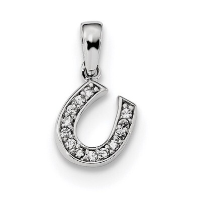 CZ Diamond Horseshoe Pendant Sterling Silver Rhodium-plated QC9244, MPN: QC9244, 886774099576