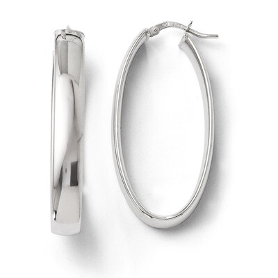 Leslie&#39;s Polished Oval Hinged Hoop Earrings - Sterling Silver HB-QLE266, MPN: QLE266, 886774286167