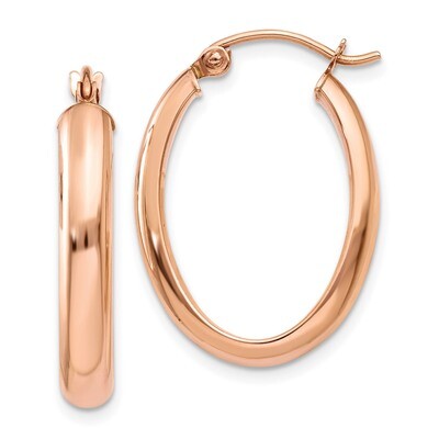 Polished Half-Round Oval Hoop Earrings 14k Rose Gold TF975, MPN: TF975, 886774732398