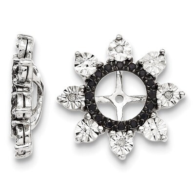 Diamond &amp; Black Sapphire Earring Jacket Sterling Silver Rhodium QJ112, MPN: QJ112, 191101388101