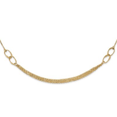Fancy Link Necklace 14k Gold Polished and Textured SF2226-17.75, MPN: SF2226-17.75, 191101075865